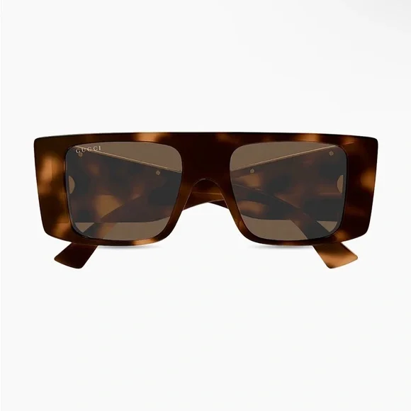 Gucci Brown 50mm Square Tortoise Sunglasses display picture 1